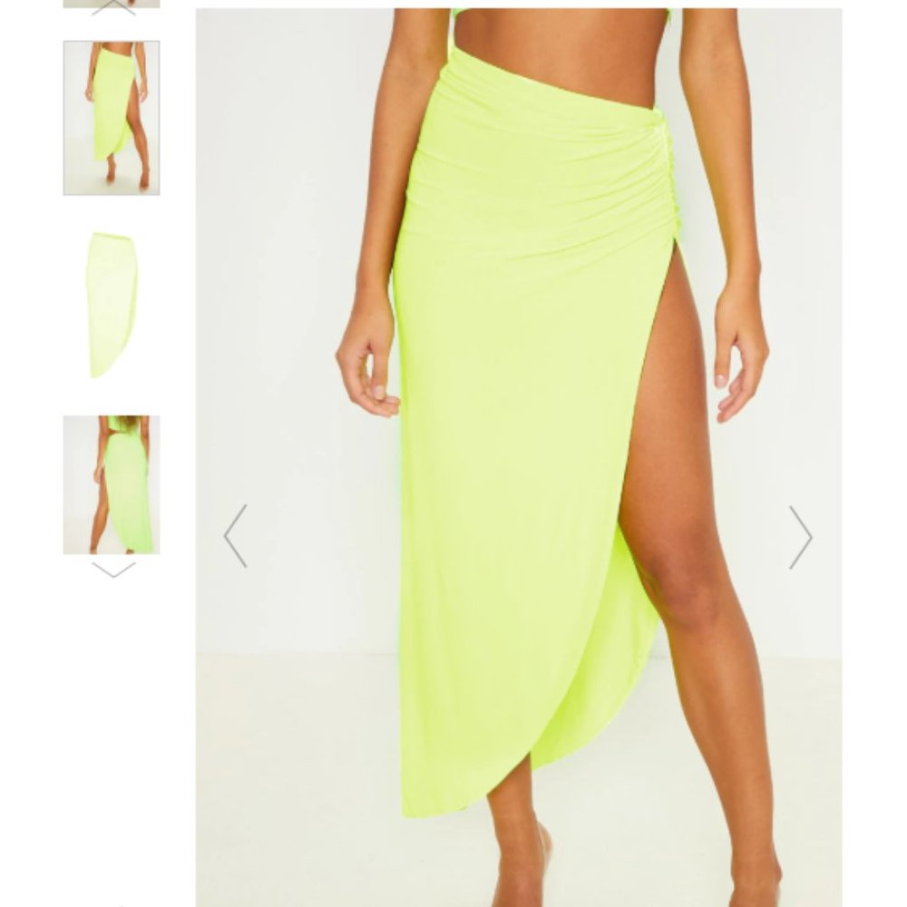 PINK Ruched Side Split Midaxi Skirt